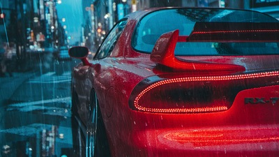 Mazda Rx7 Дождь 4k