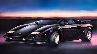 Lamborghini Countach 5000 Живопись Арт 4k