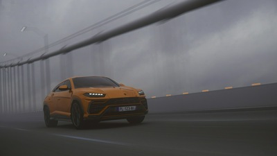 Внедорожник Lamborghini Urus оранжевого цвета