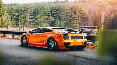 Оранжевый Lamborghini Gallardo 4k