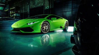 Зеленый Lamborghini Huracan 4k 2020