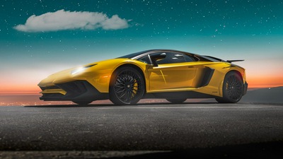 Желтый Lamborghini Aventador Sv 2020 5k