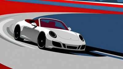 Porsche Artistic Art 4k