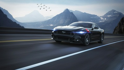 Черный Ford Mustang 4k 2020