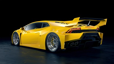 Желтый Lamborghini Huracan Lb 2 Вид сзади в формате 4k