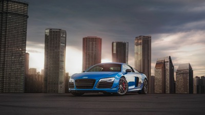 Синий Audi R8 4k