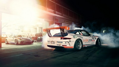 Кубок Porsche 911 Gt3 выгорает 4k