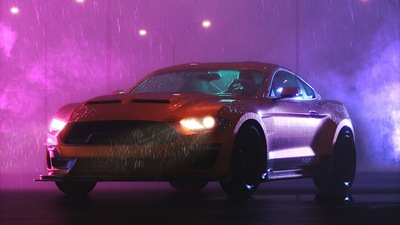 Ford Mustang Rain Vaporwave 5k