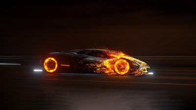 Lamborghini в огне 5k