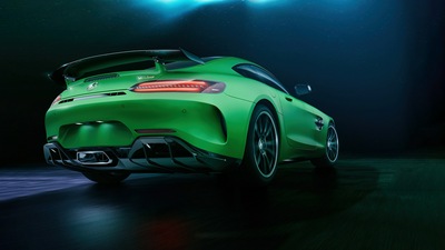 Mercedes Amg Gtr Зеленый Задний 4k