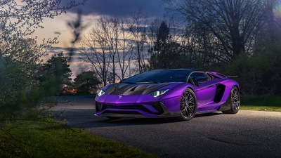 Фиолетовый Lamborghini Aventador 5k