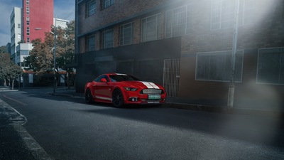 Ford Mustang 50 Gt Гоночный красный 4k