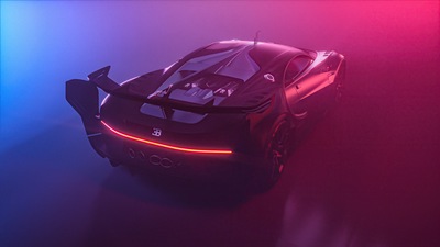 Bugatti Chiron Vision GT сзади 5k