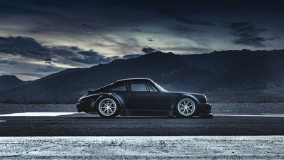 Porsche Black Винтажная фотография 4k