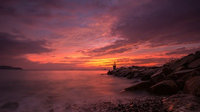 Морской пейзаж Золотого часа 8k