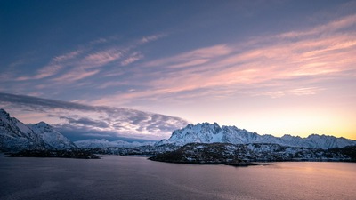 Лед Горы Море Облака Арктика Полярная