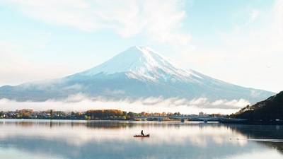 Гора Фудзи Синий яркий день 4k