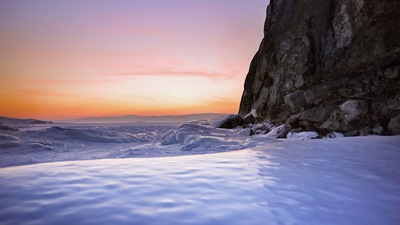 Морская пена Снег Скалы Вода Небо 4k