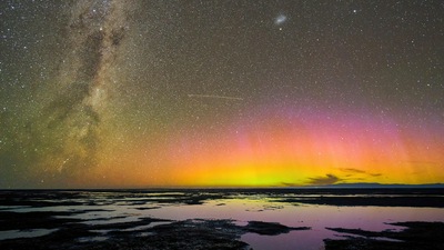 Aurora Australis над птичьей равниной Новая Зеландия 5k