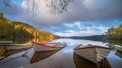 Пейзаж береговой линии лодки 5k