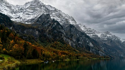 Швейцария Озерный пейзаж Горы 10к