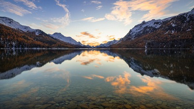 Пейзаж Отражение воды Горы 4k