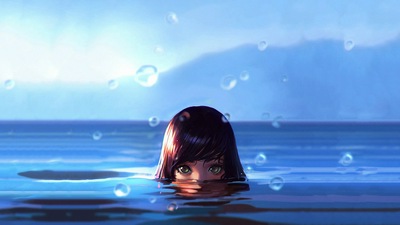 Женские капли воды Зеленые глаза Мокрые