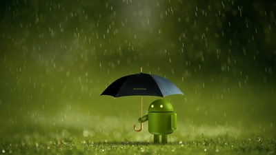 Android Doodle с зонтиком 4k