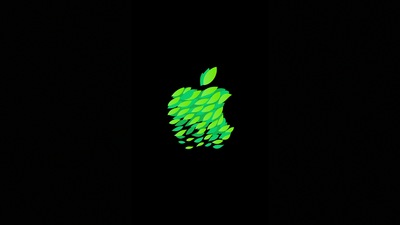 Зелено-черный логотип Apple 4k