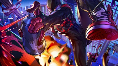 Человек-паук в аэрозольный баллончик Spiderverse 4k