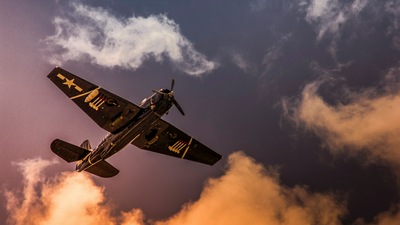 Самолет Grumman TBF Avenger Небо Облака 5k